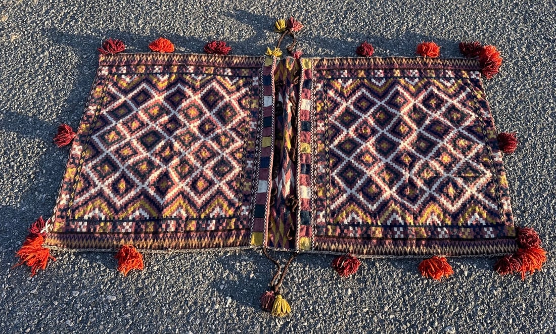 Antique Shahsavan Saddlebag: Approx. 4' x 2' 6". Our primary recommendation is to arrange shipping yourself using Blue Ridge Pack & Ship. Most bidders find this is the most economical route. Simply reach out to them using the con