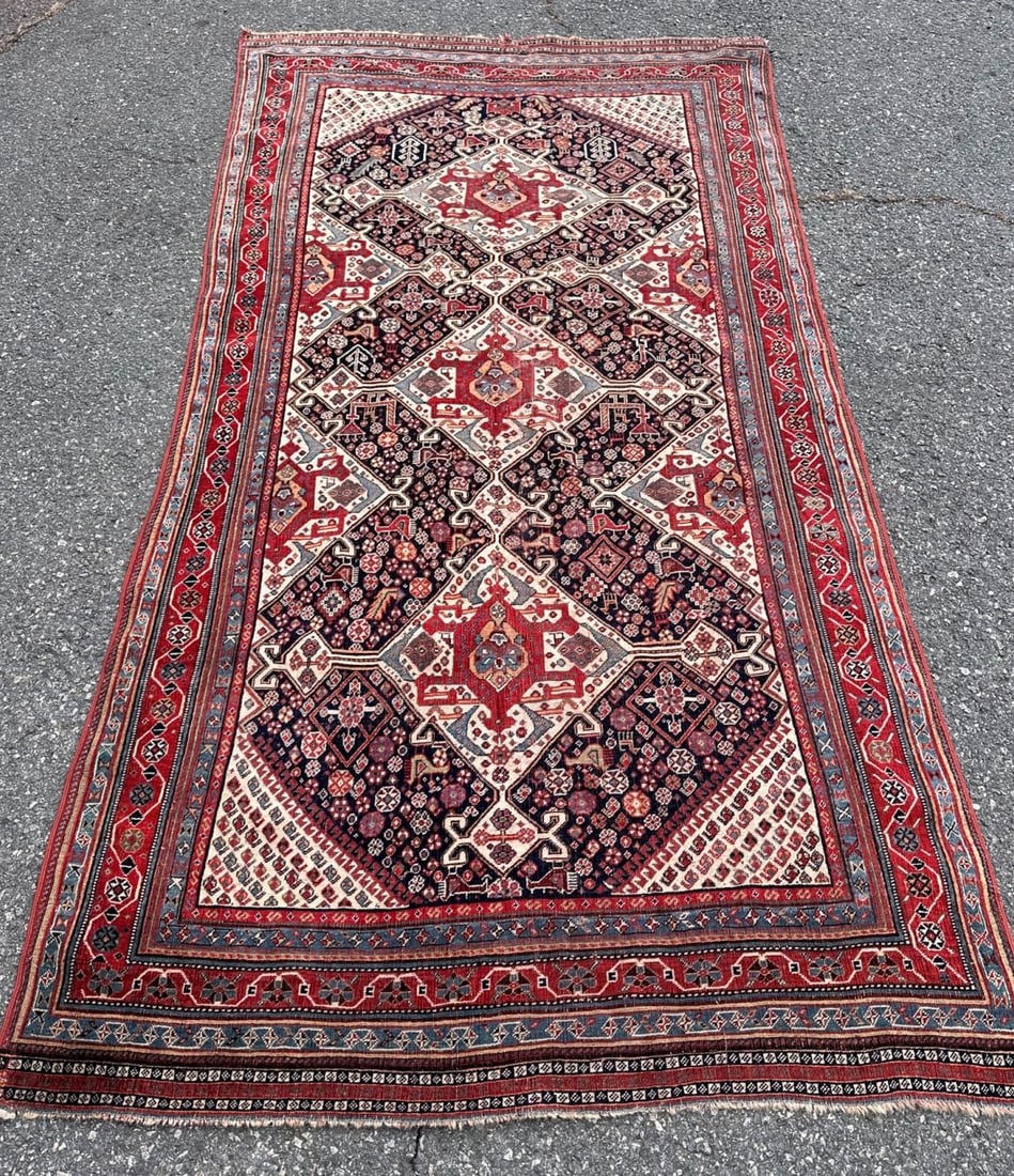 Antique Senneh Rug: Dimensions approx. 10' x 5'. Our primary recommendation is to arrange shipping yourself using Blue Ridge Pack & Ship. Most bidders find this is the most economical route. Simply reach out to them usin
