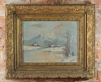 Oil on Canvas Winter Scene