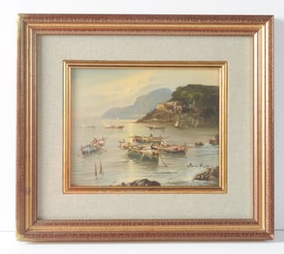 Oil on Panel Coastal Fishermen