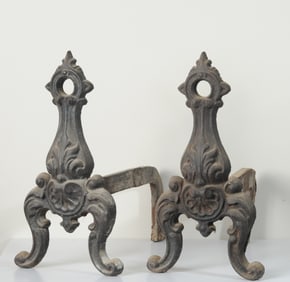 Pair of Antique Iron Andirons
