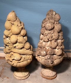 Two Concrete Topiary Garden Ornaments
