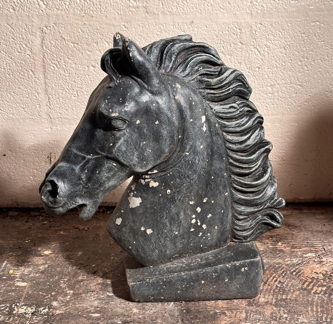 Painted Cast Cement Horse Head Bust (1 of 5)