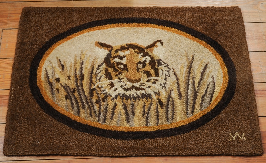 George Wells Hooked Rug, Tiger in the Reeds (1 of 4)