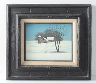 20th C. Oil on Canvas Winter Landscape
