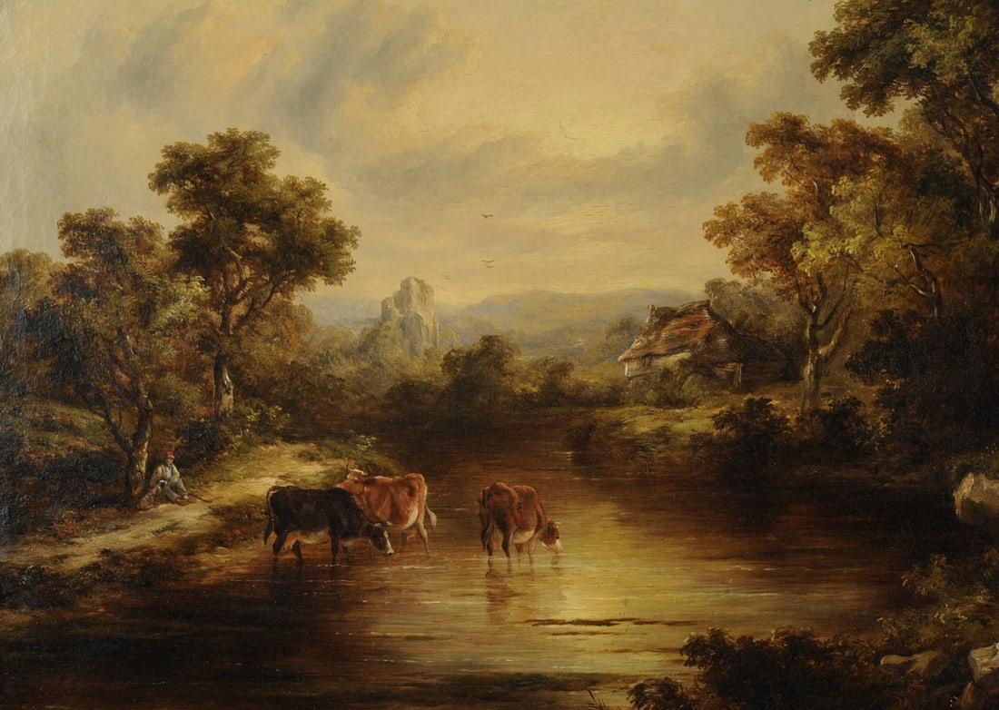 L. 19th E. / 20th C. Landscape with Cows - 7