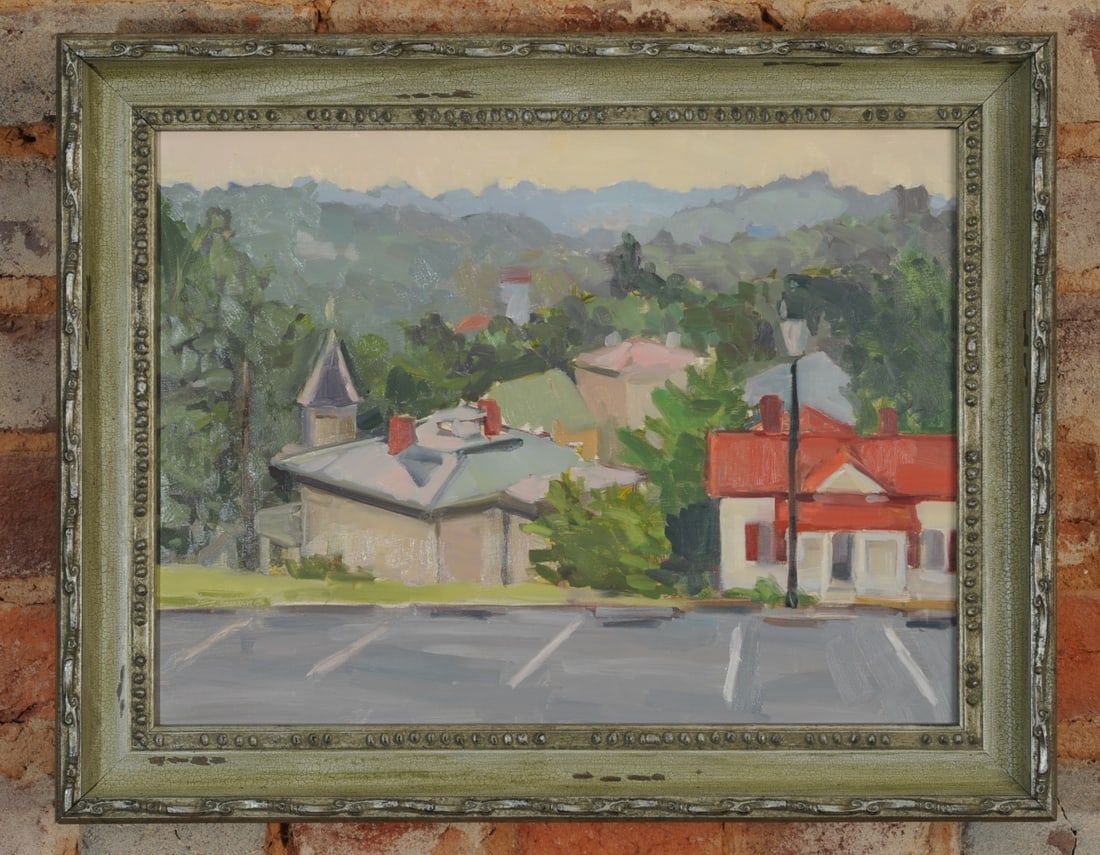 Richard Lewis Crozier (Virginia, Born 1944): Framed oil on panel by Virginia artist Richard Lewis Crozier. Unsigned. A prolific artist of more than 3,000 works, Crozier taught at the University of Virginia for 37 years. Frame approx. 19" x
