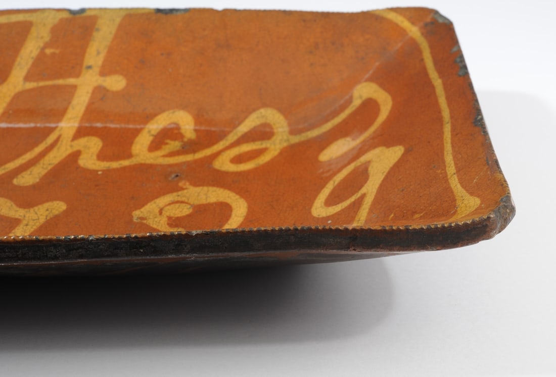 Large 18th C. Slip Decorated Redware Dish - 2