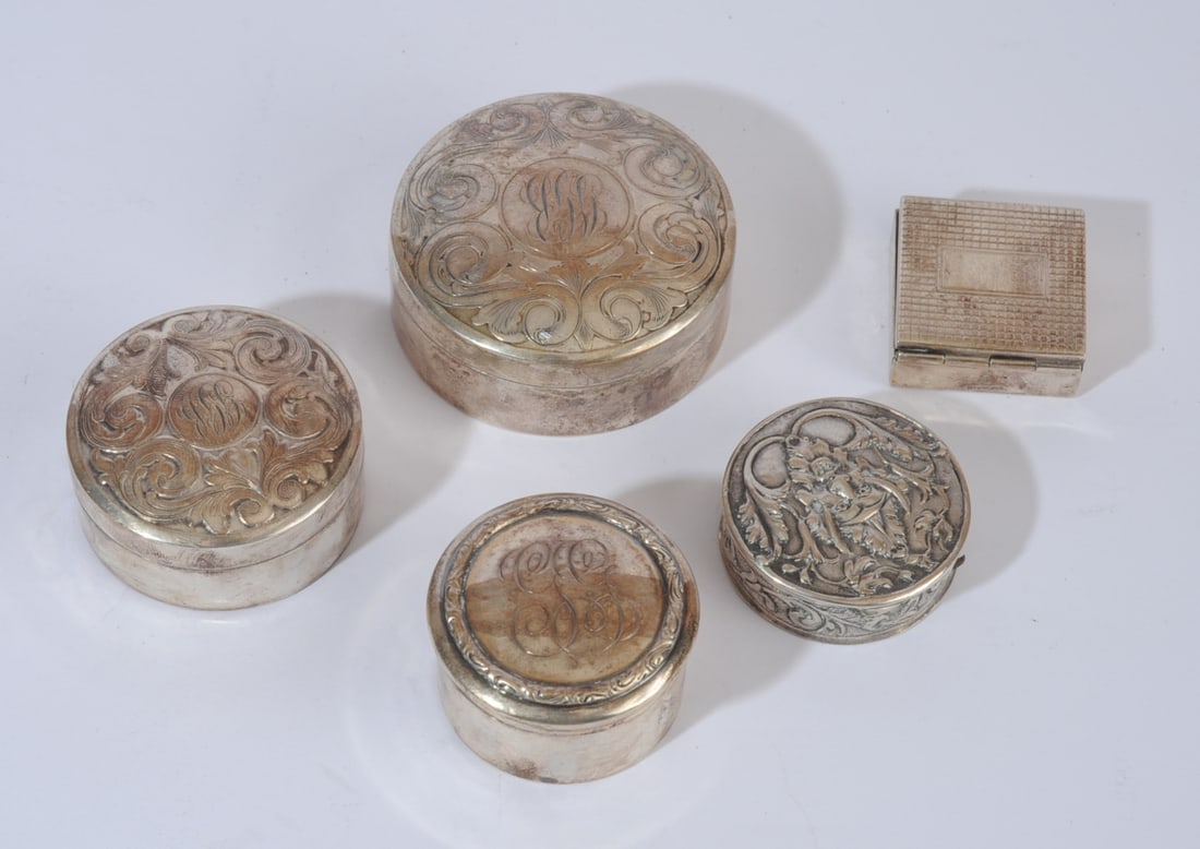 Four Sterling Silver Pill / Trinket Boxes + (1 of 8)