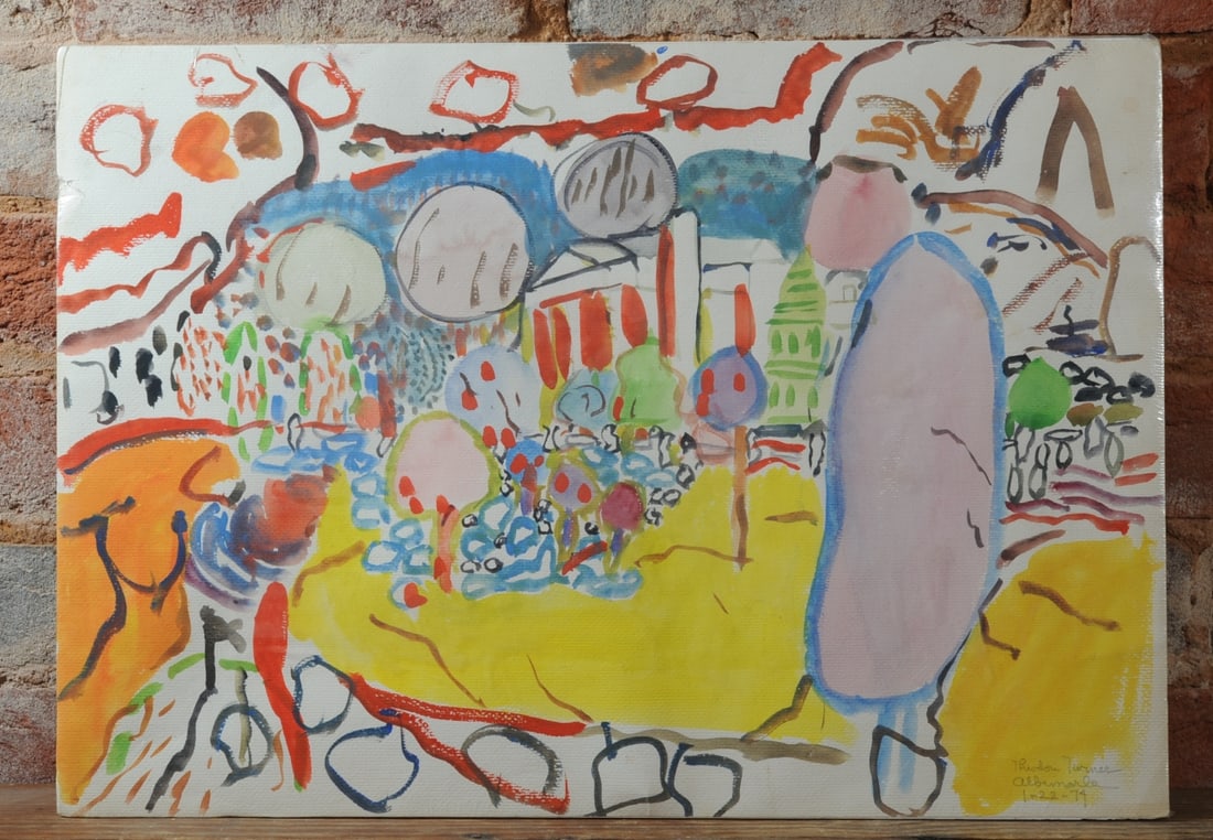 Ted Turner (1922 - 2002, Virginia): Watercolor on paper of an Albemarle County, Virginia scene by Theodore Roy "Ted" Turner. Pencil signed lower right with "Albemarle" and dated 1-22-(19)74. Turner was Associate professor of art at the