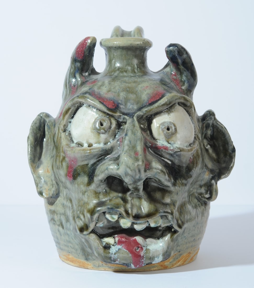 W. A. & Jo Flowers Stoneware Face Jug (1 of 10)