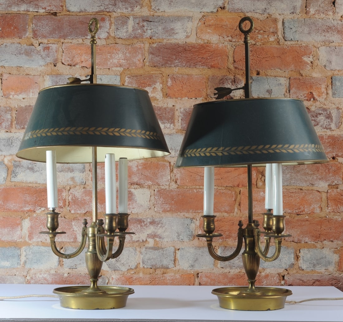 Pair of Vintage Tole Bouillotte Lamps (1 of 10)