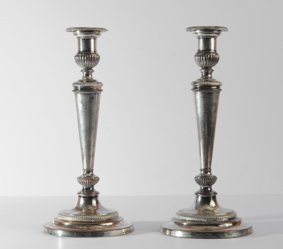 Pair of Silver Over Copper Candlesticks (1 of 10)