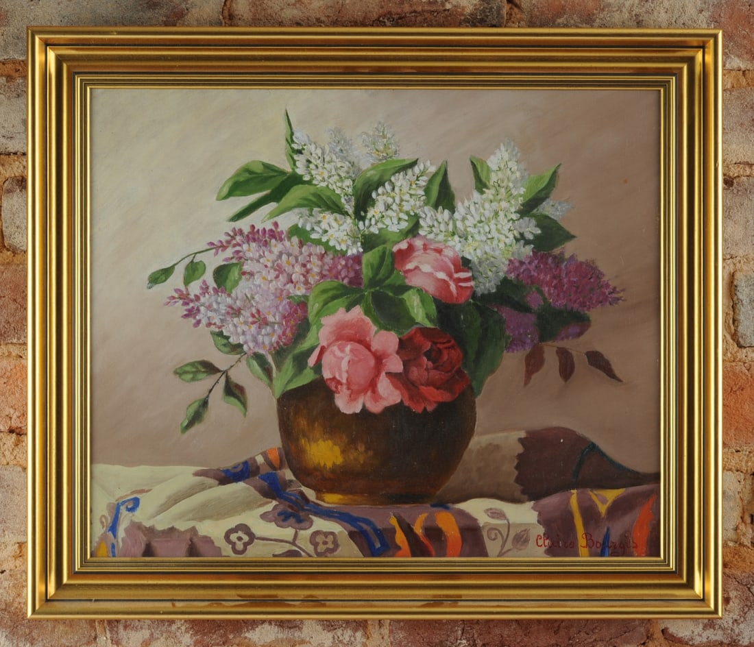 Still Life with Roses and Lilacs, Oil on Panel (1 of 5)
