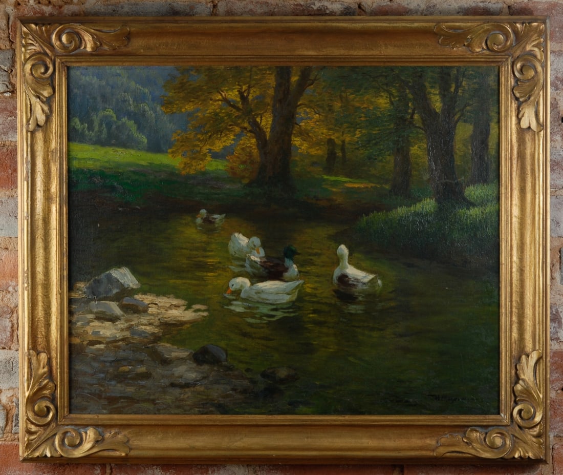 Oil Painting, Landscape with River, Ducks (1 of 16)