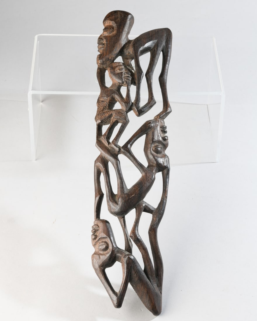 Makonde Ujamaa Sculpture: "Tree of Life" black wood sculpture, Makonde artist. Purchased in Tanzania in 1973. Approx. 18 1/2" L. Our primary recommendation is to arrange shipping yourself using Blue Ridge Pack & Ship. Most