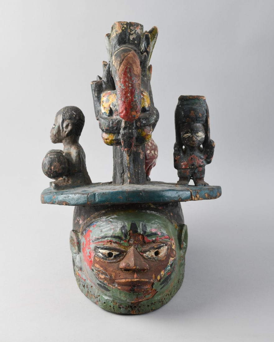 Yoruba Gelede Mask: Approx. 17 1/4" x 11" x 15". Our primary recommendation is to arrange shipping yourself using Blue Ridge Pack & Ship. Most bidders find this is the most economical route. Simply reach out to them usin