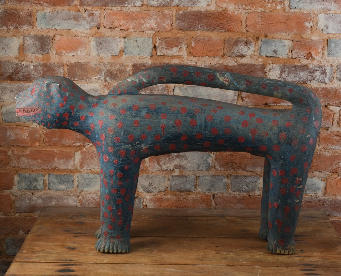 Benin Royal Leopard: Approx. 21" x 33 1/2" x 8". Our primary recommendation is to arrange shipping yourself using Blue Ridge Pack & Ship. Most bidders find this is the most economical route. Simply reach out to them