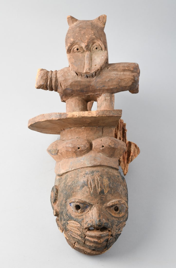 Yoruba Gelede Style Cap Mask: Approx. 16 9/16" x 8" x 10 1/2". Our primary recommendation is to arrange shipping yourself using Blue Ridge Pack & Ship. Most bidders find this is the most economical route. Simply reach out to them