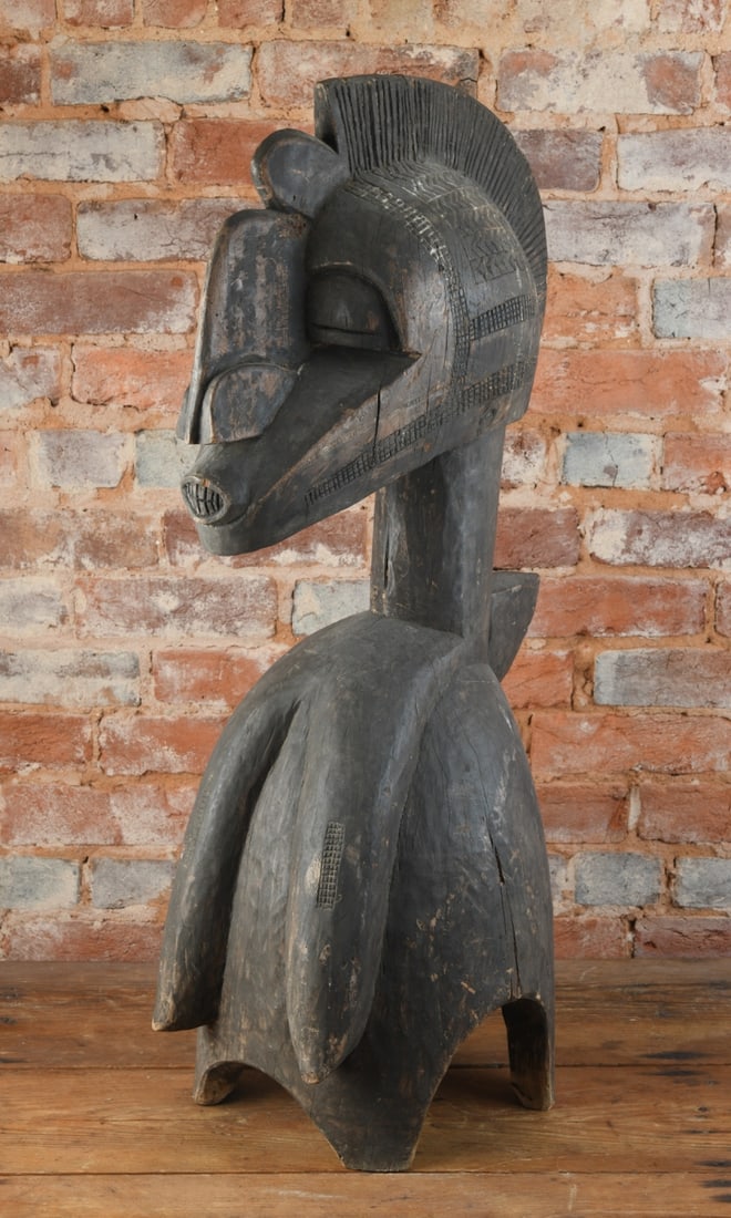 Guinean Nimba Mask: Approx. 35 1/4" x 10 3/4" x 16 3/4". Our primary recommendation is to arrange shipping yourself using Blue Ridge Pack & Ship. Most bidders find this is the most economical route. Simply reach out to