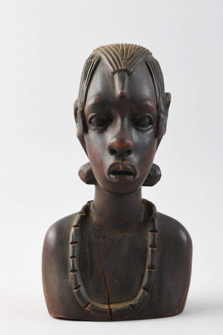 Mozambican Bust Sculpture of Masai Male (1 of 4)