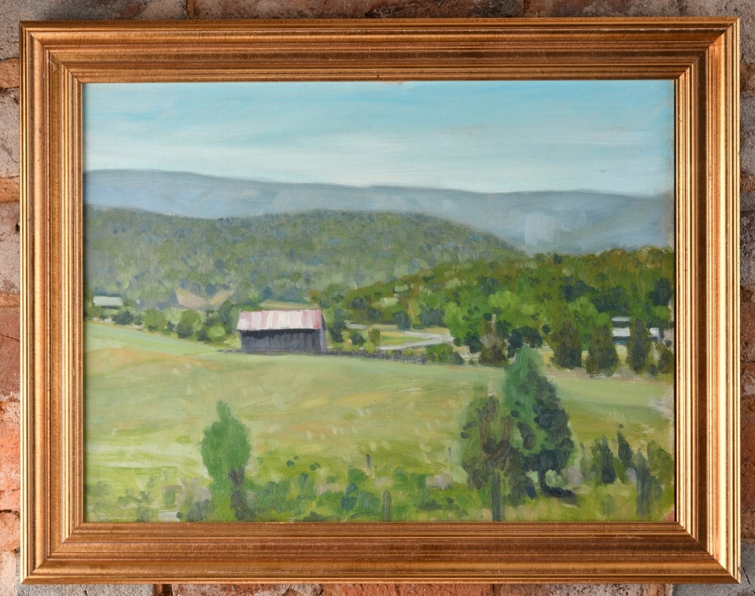 Richard Lewis Crozier (Virginia, Born 1944): Framed oil on masonite by Virginia artist Richard Lewis Crozier, "Jerome, VA." Signed and dated to verso, 1998. A prolific artist of more than 3,000 works, Crozier taught at the University of