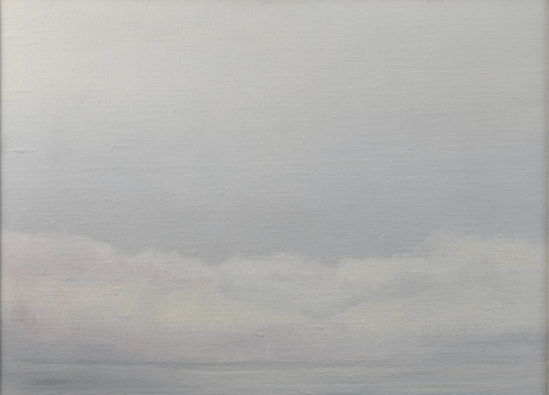 Trudy Paddock (1918 - 2006) Oil on Canvas: "Clouds, 4" oil on canvas by Gertrude (Trudy) Potter Paddock, signed, titled and dated (19)79 to verso, framed. Paddock was a studio-member of the McGuffey Art Center from 1978-1997. Visible image: