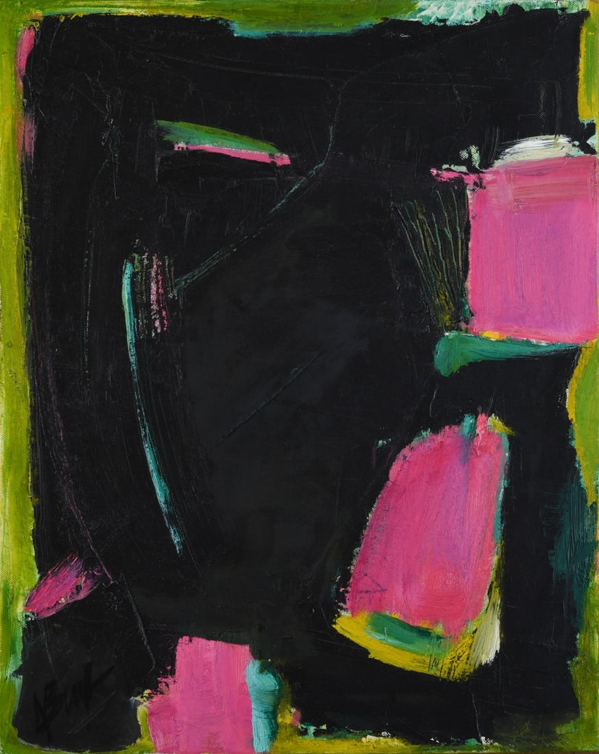 Brute Nomeda Stankuniene (b. 1963): Oil and acrylic on canvas, "When Darkness Goes Away, Wild Roses Blossom." Signed, titled, and dated (2015) to verso. Unframed. Dimensions approx. 19 3/4" x 15 3/4". Provenance: The Collection of