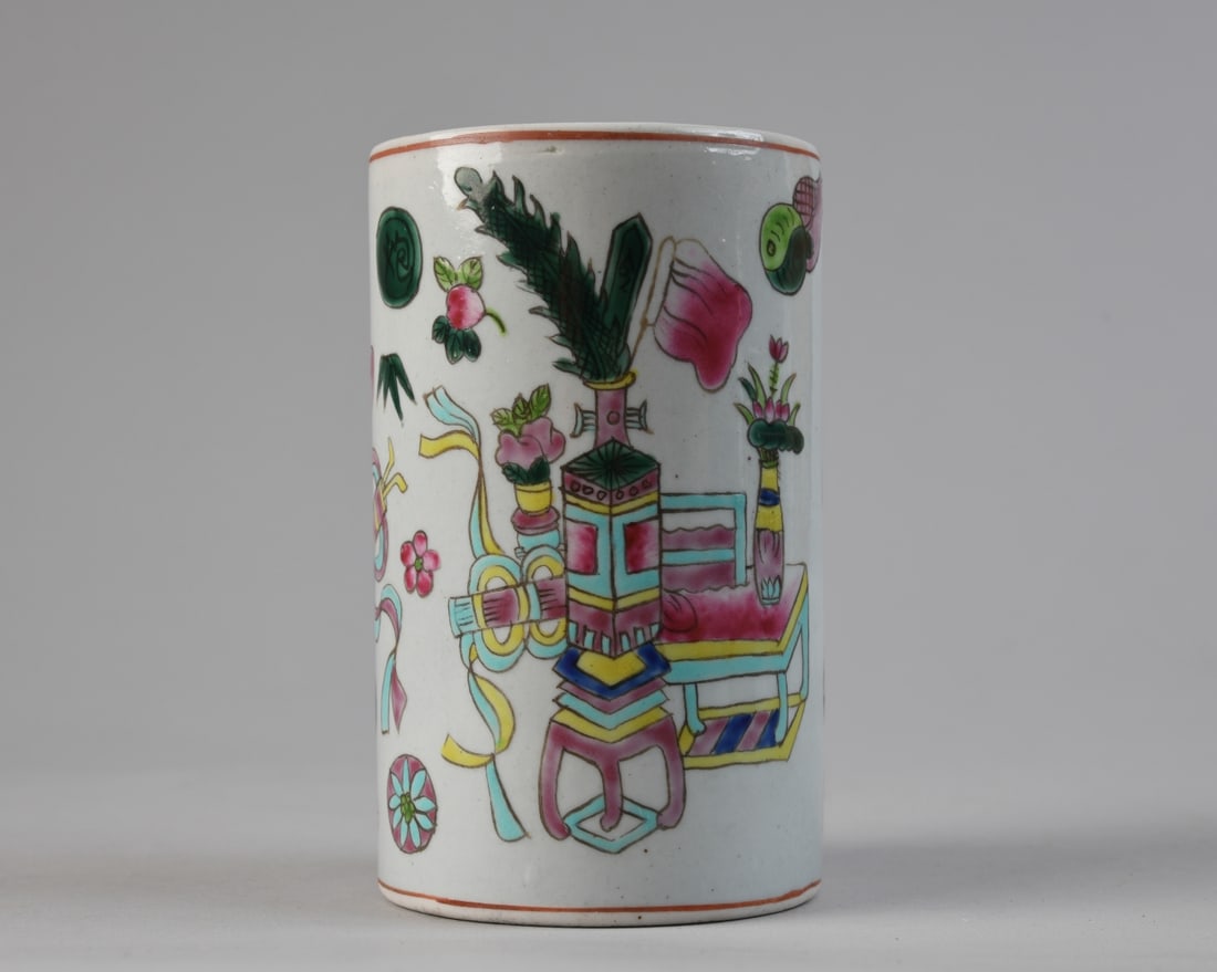 Chinese Famille Rose Porcelain Brush Pot (1 of 7)