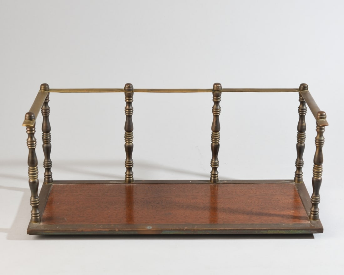 Victorian-Style Brass and Mahogany Letter Holder (1 of 4)