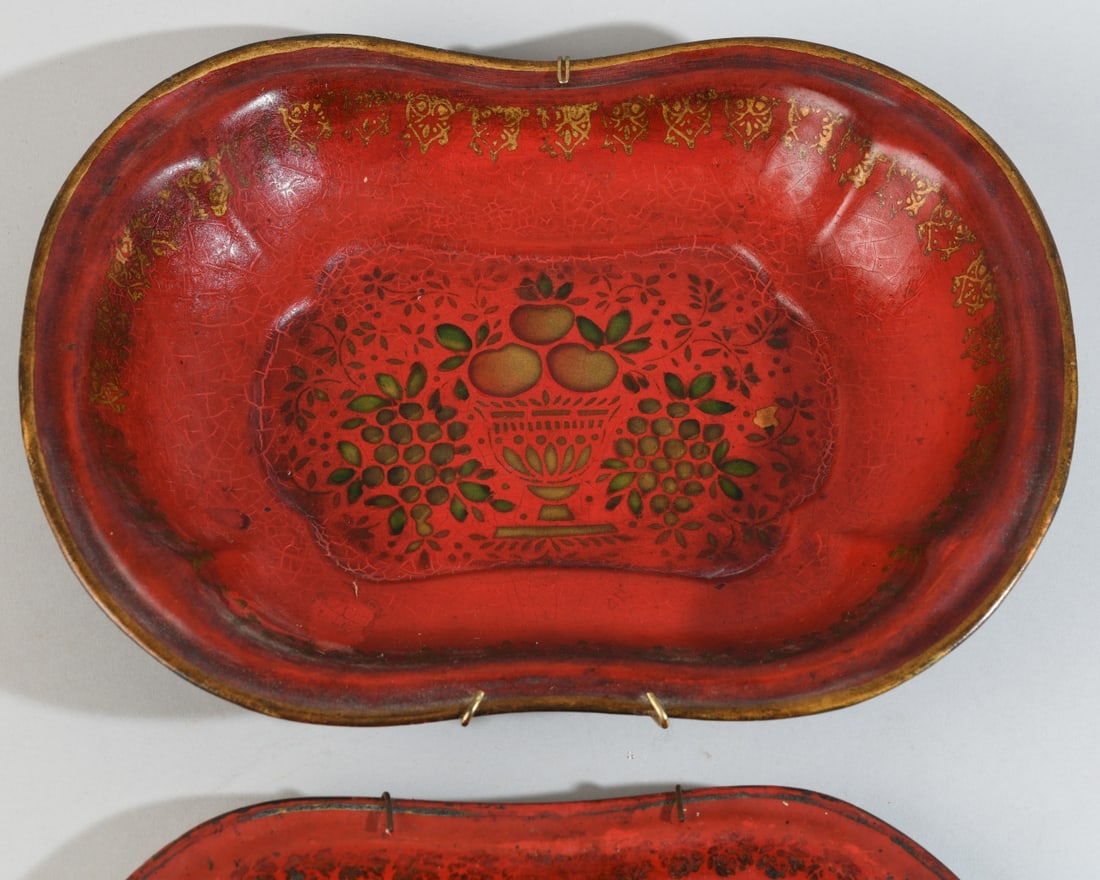 Two Red Toleware Trays - 2