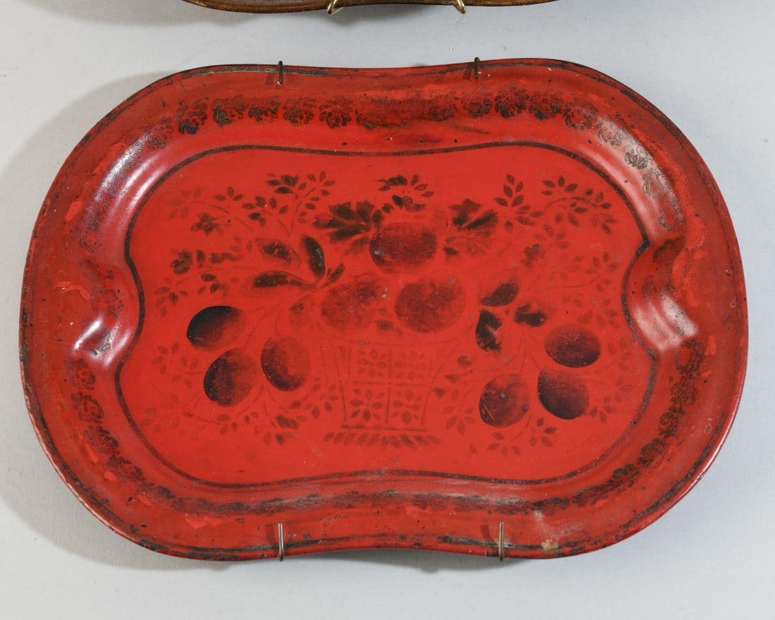 Two Red Toleware Trays - 3