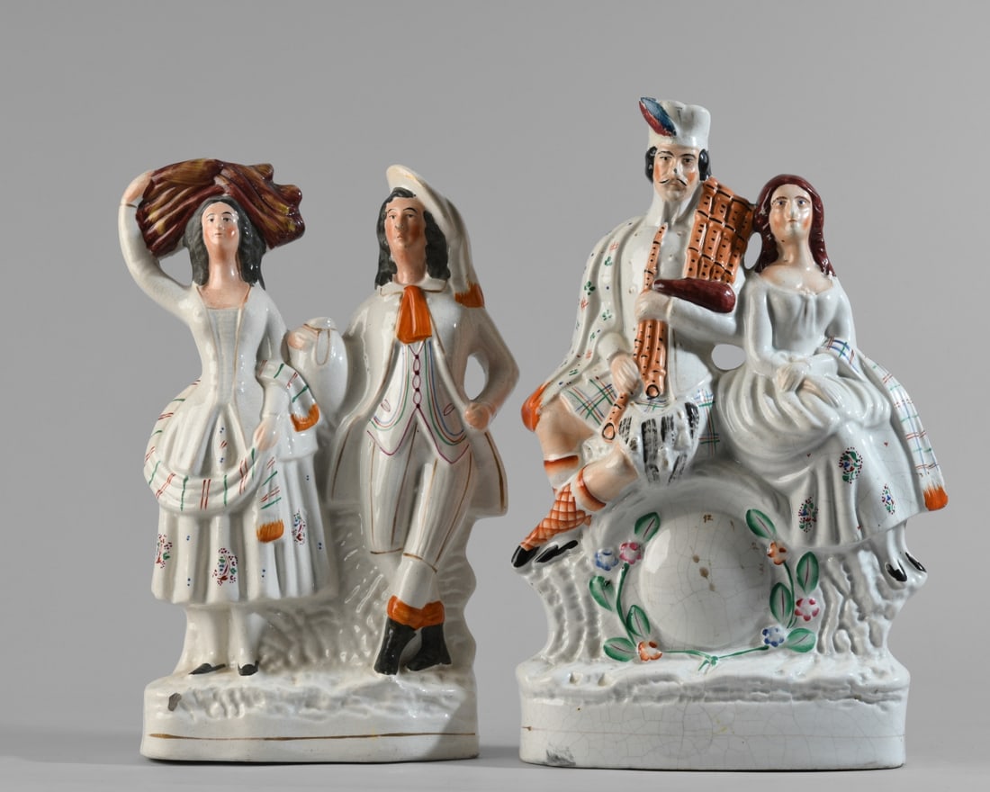 Pair of Staffordshire Pottery Figural Groups (1 of 11)