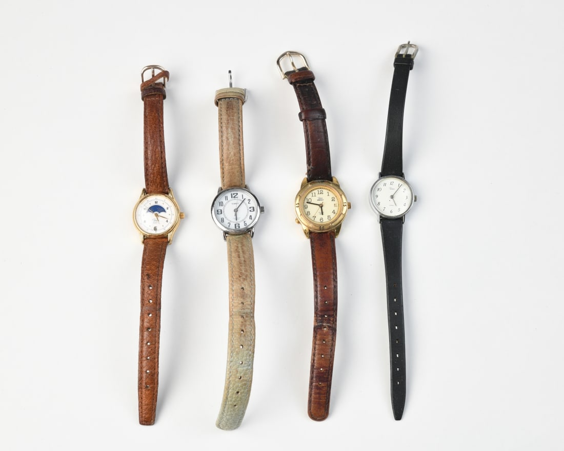 Four Timex Wrist Watches: All untested and in as-found condition. Largest Dia: approx. 1".Our primary recommendation is to arrange shipping yourself using Blue Ridge Pack & Ship. Most bidders find this is the most economical