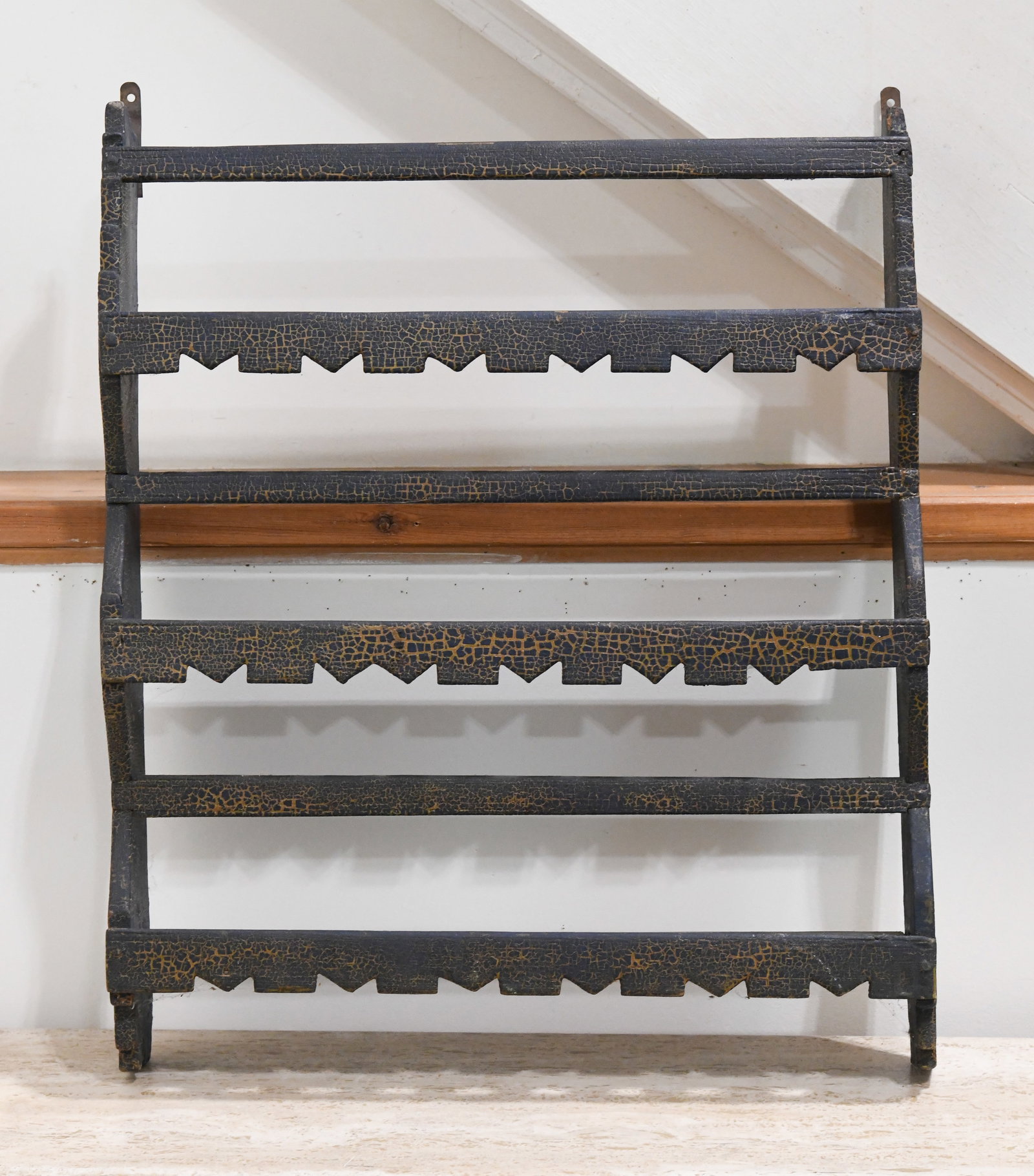 19th C. Country Painted Pine Hanging Shelf (1 of 6)