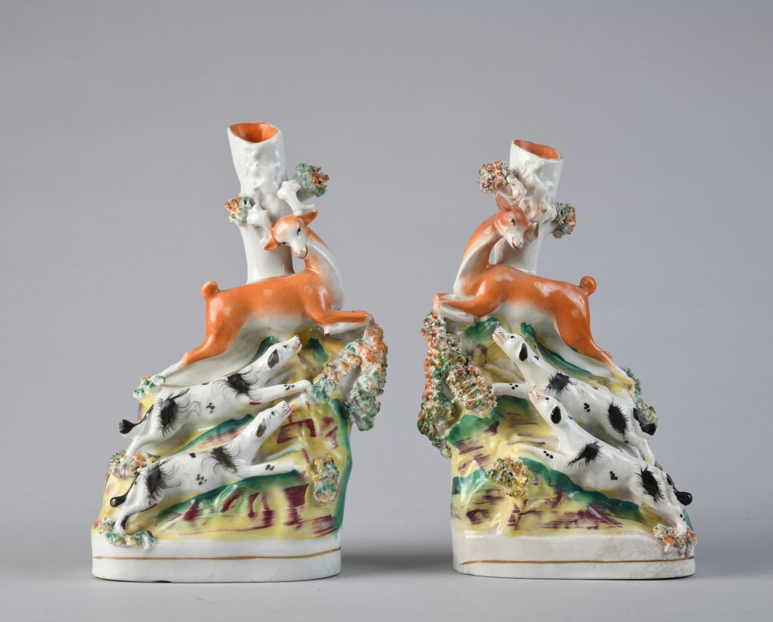 Pair 19th C. Staffordshire Spill Vases (1 of 5)