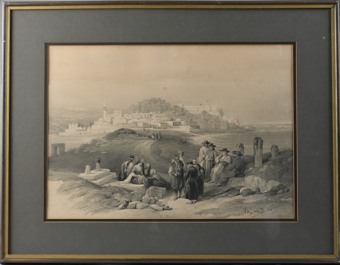 Three David Roberts Prints: All matted and framed, not examined out of frame. Largest: Visible image: approx. 19" x 13 1/4", Frame: approx. 26 1/2" x 20 1/2". Our primary recommendation is to arrange shipping yourself using Blue