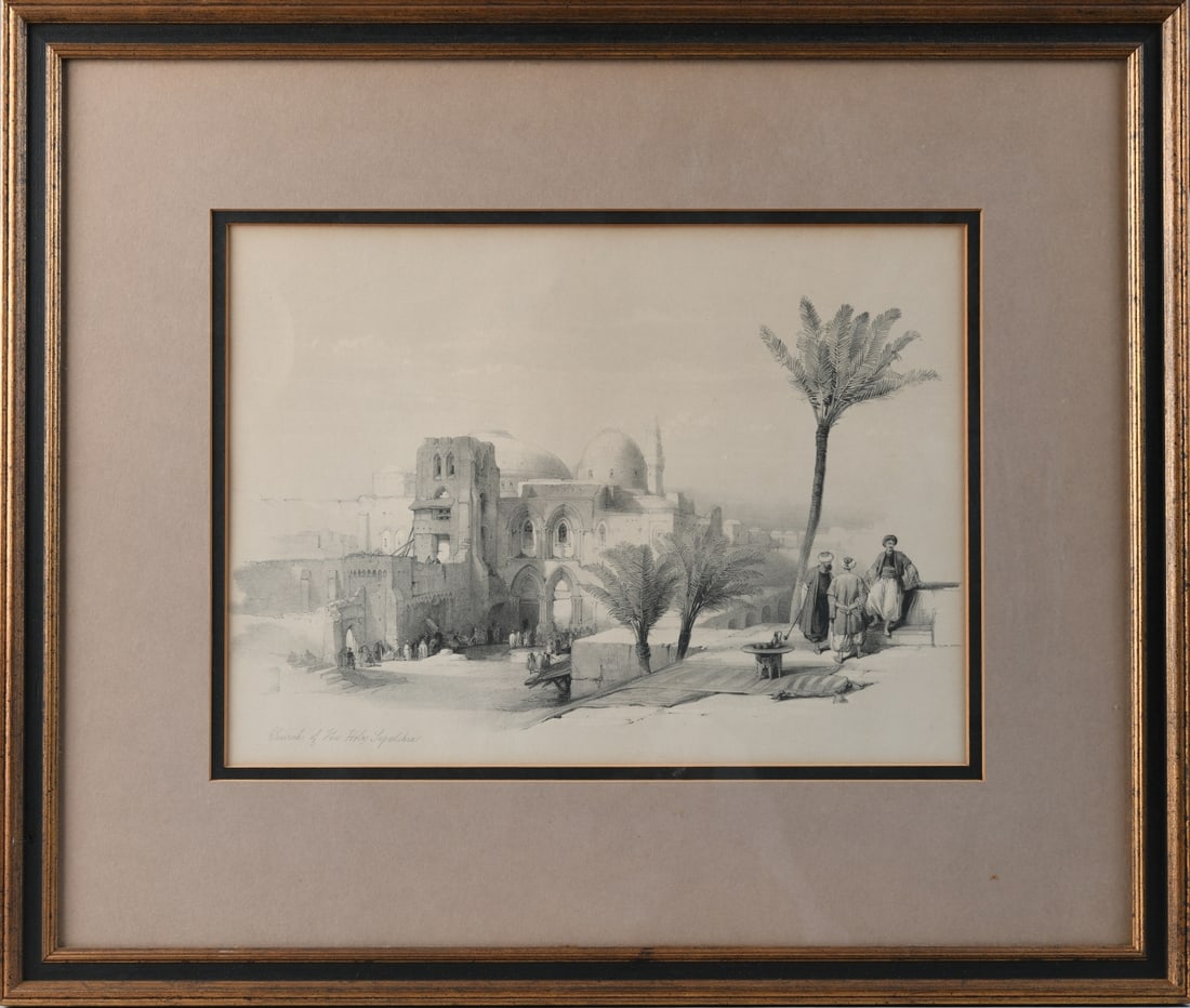 Three David Roberts Prints: All matted and framed, not examined out of frame. Largest: Visible image: approx. 13" x 9 1/2". Frame: approx. 20 3/4" x 17 3/4". Our primary recommendation is to arrange shipping yourself using Blue