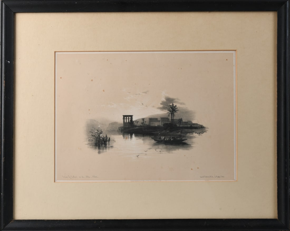 Three David Roberts Prints: Matted and framed, not examined out of frame. Largest: Visible image: approx. 14" x 10 1/4". Frame: approx. 22 1/2" x 18 1/4".Our primary recommendation is to arrange shipping yourself using Blue