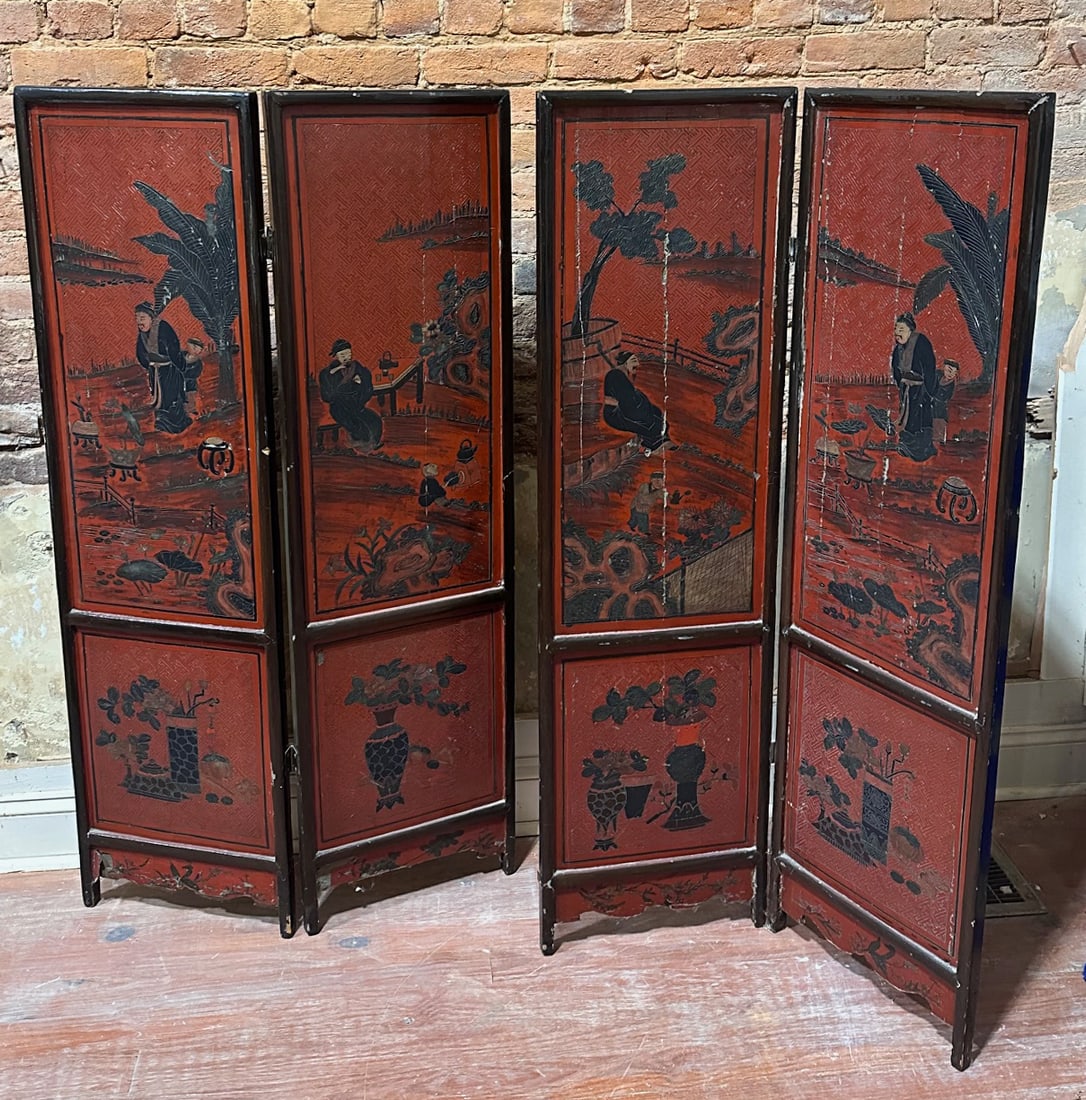 20th C. Chinese Lacquer Floor Screen (1 of 5)