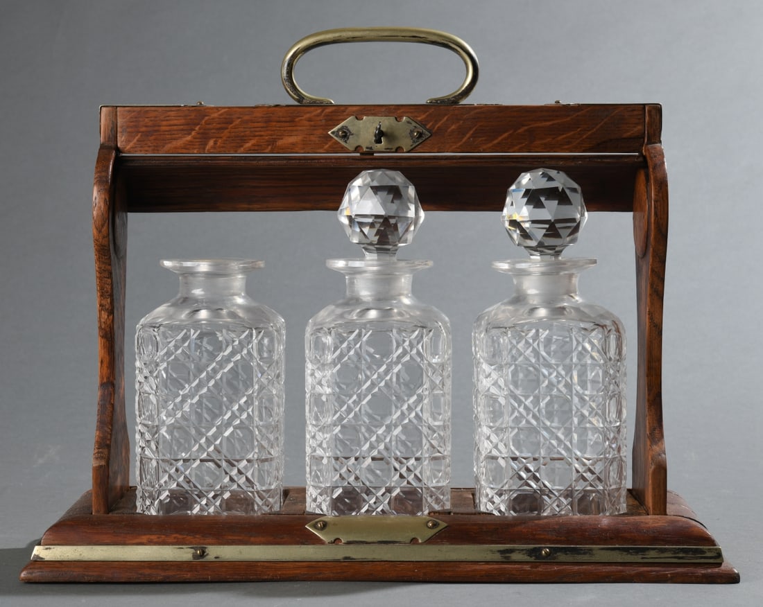 Late 19th / Early 20th C. Oak Tantalus (1 of 5)