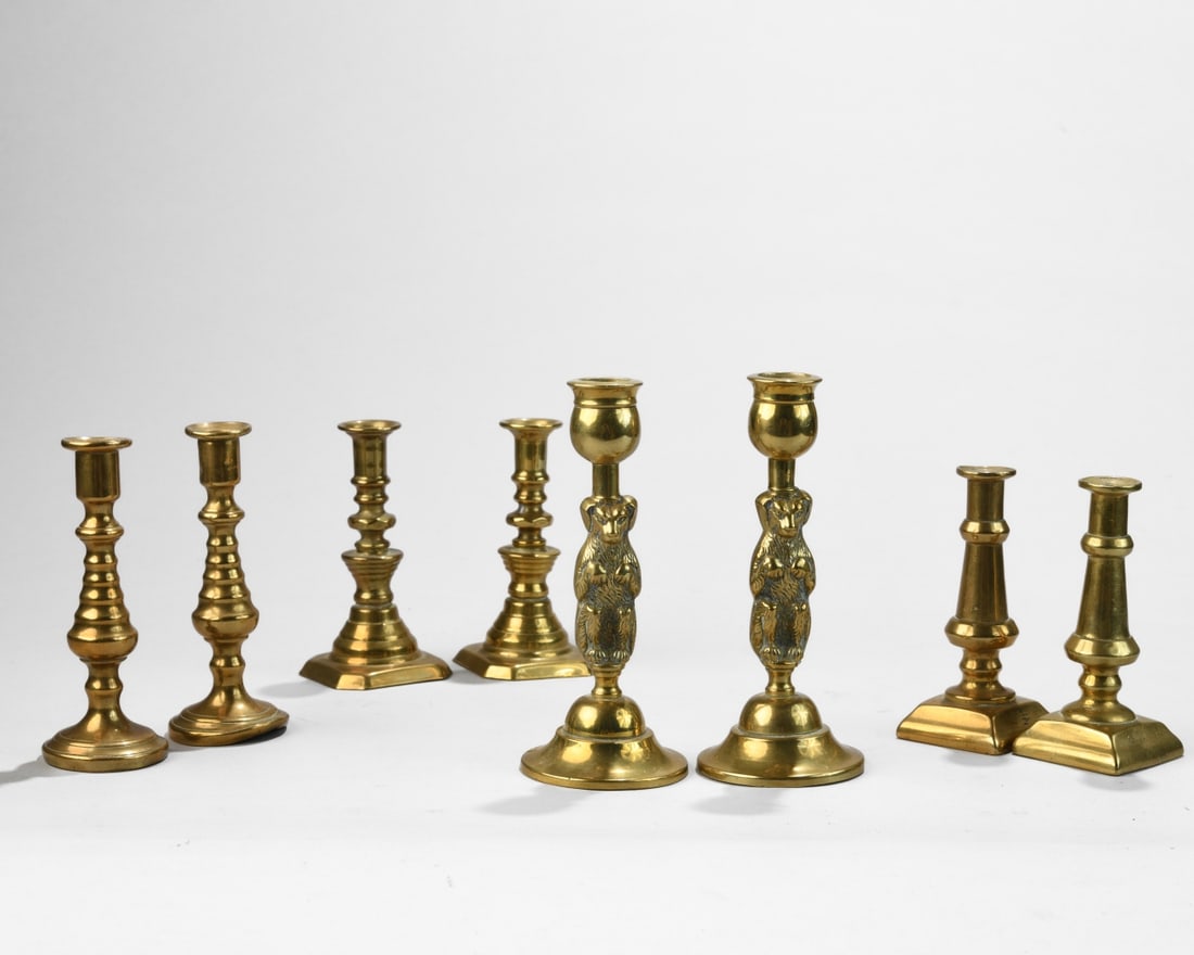 Four Pairs of Diminutive Brass Candlesticks (1 of 12)