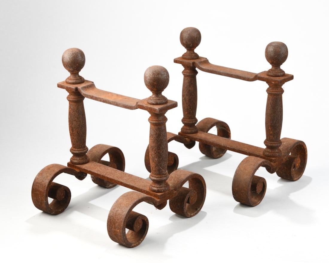 Pair of Wrought Iron Andirons (1 of 6)