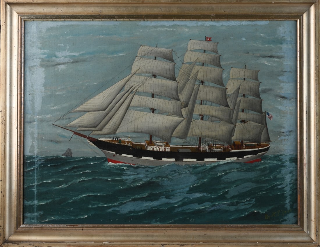 Oil on Canvas Signed Maritime Scene (1 of 11)