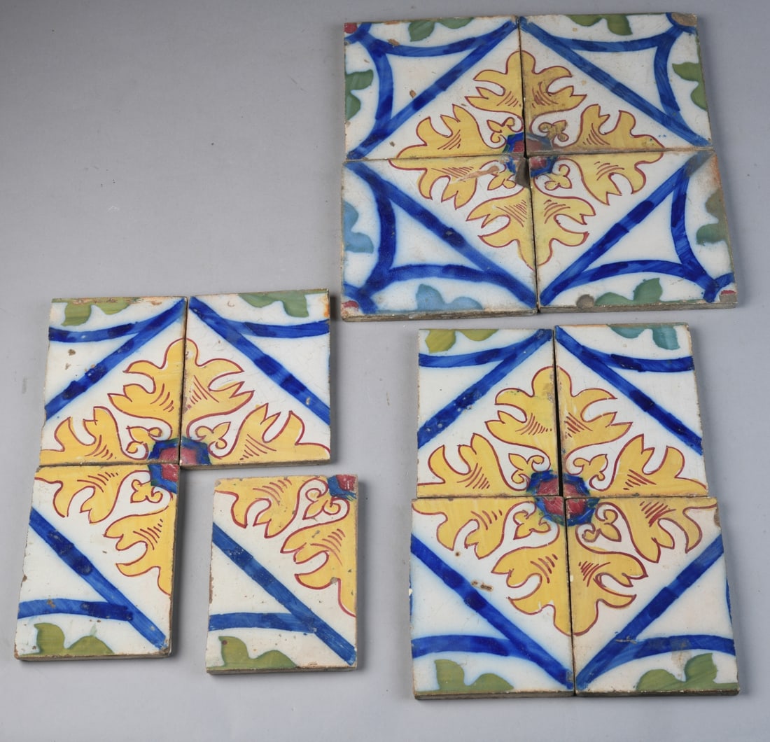 Twelve Iberian Style Polychrome Tiles (1 of 9)