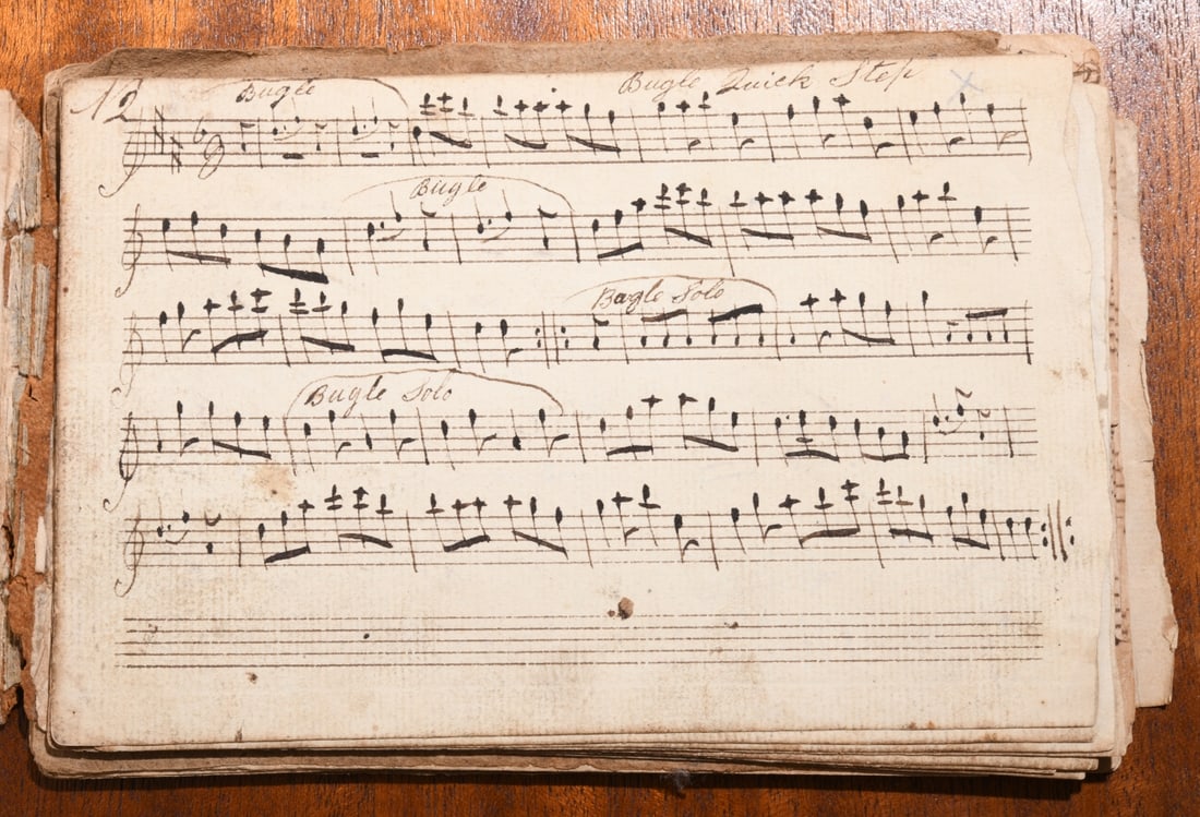 Early Scottish Music Manuscript Group: Group of late 18th–early 19th century Scottish and British music manuscripts and printed fragments.Comprising two partial paper-bound gatherings and a group of loose leaves, including engraved