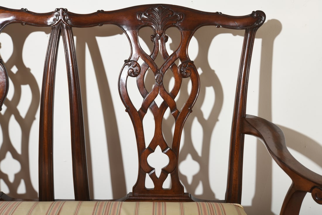 Chippendale Style Upholstered Settee - 5