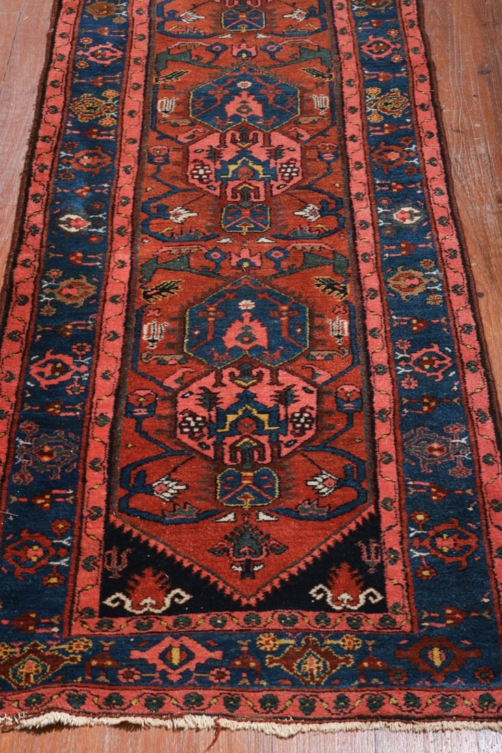 Early 20th C. Hand-knotted Tribal Runner: Dimensions approx. 9'7" x 2'8". Our primary recommendation is to arrange shipping yourself using Blue Ridge Pack & Ship. Most bidders find this is the most economical route. Simply reach out to them
