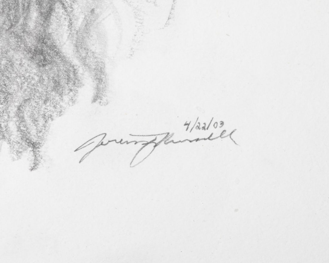 Signed Poodle Portrait Drawing - 3