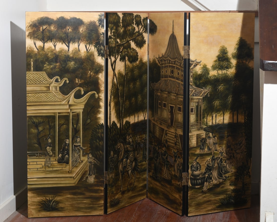 Decorative Chinoiserie Landscape Screen (1 of 7)